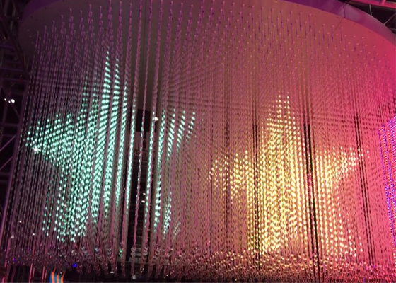 Indoor 3D LED Display For Moving , 3D Commercial LED String Light Curtain