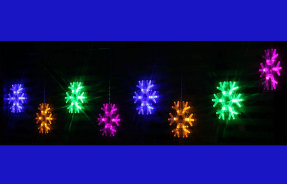 2m Snowflake Multicolor LED Curtain Lights , Commercial String Light