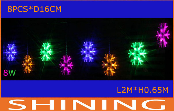 2m Snowflake Multicolor LED Curtain Lights , Commercial String Light