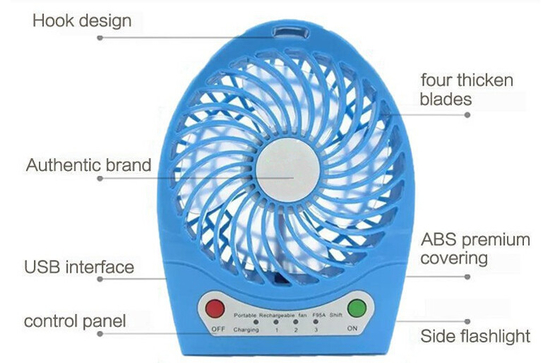 Portable Plastic Usb Mini Fan ,18650 battery rechargeable Cooling Fan